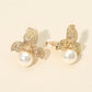 Madeline Love Gold Textured Metal Floral Pearl Drop Clip On Earrings