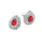 Madeline Love Red, Rhodium Teardrop Cluster Evening Clip On Earrings - desc