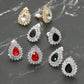Madeline Love Clear, Gold Teardrop Cluster Evening Clip On Earrings - extra