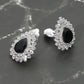Madeline Love Black, Silver Teardrop Cluster Evening Clip On Earrings