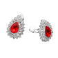 Madeline Love Red, Silver Teardrop Cluster Evening Clip On Earrings - desc