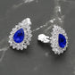 Madeline Love Sapphire, Silver Teardrop Cluster Evening Clip On Earrings
