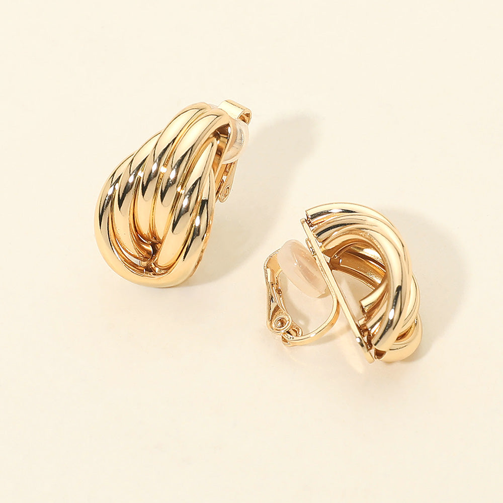 Madeline Love Gold Chunky Metal Clip On Earrings