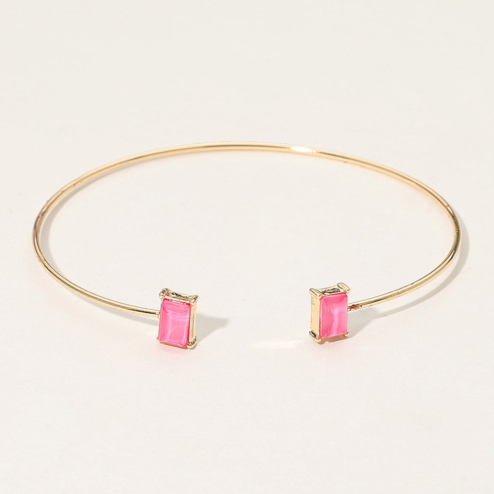 Madeline Love Fuchsia SECRET BOX_Minimal Rectangular Stone Cluster Tip Cuff Bracelet - Hair Accessories