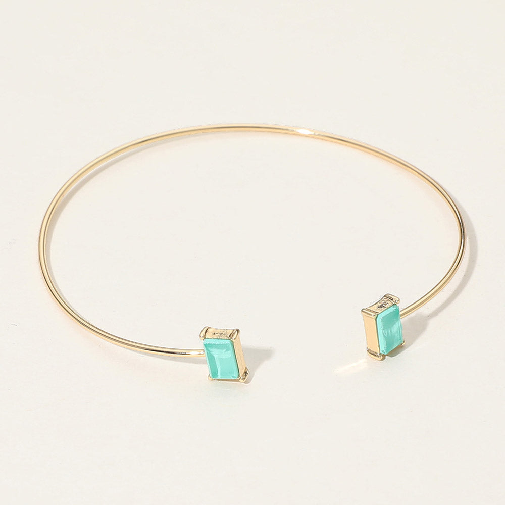 Madeline Love Mint SECRET BOX_Minimal Rectangular Stone Cluster Tip Cuff Bracelet - Hair Accessories