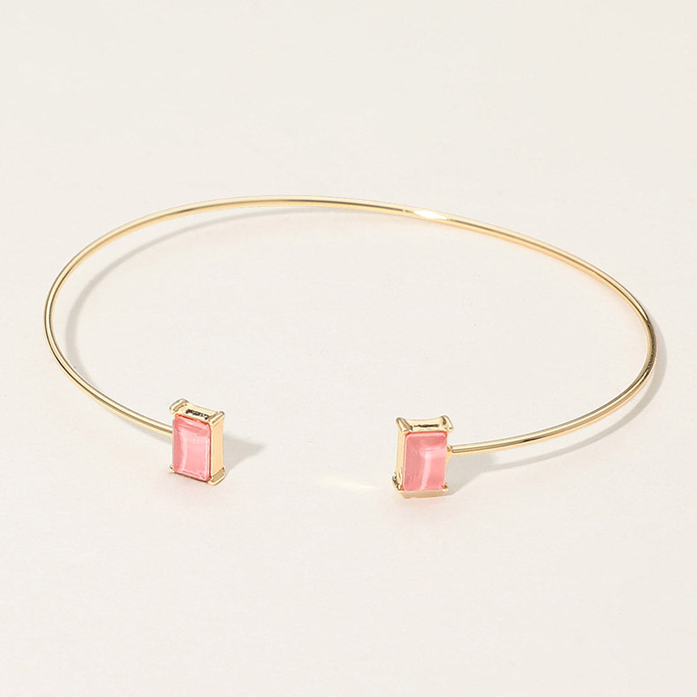 Madeline Love Pink SECRET BOX_Minimal Rectangular Stone Cluster Tip Cuff Bracelet - Hair Accessories