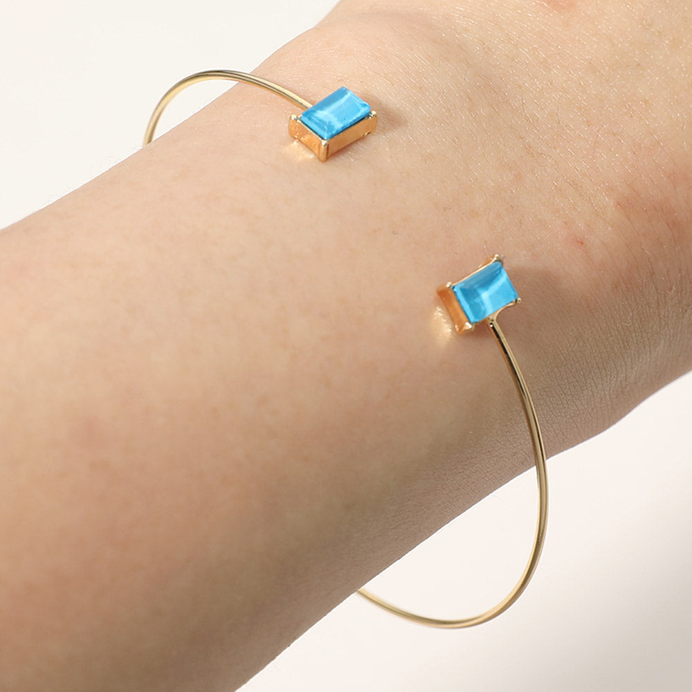 Madeline Love Turquoise SECRET BOX_Minimal Rectangular Stone Cluster Tip Cuff Bracelet - Hair Accessories