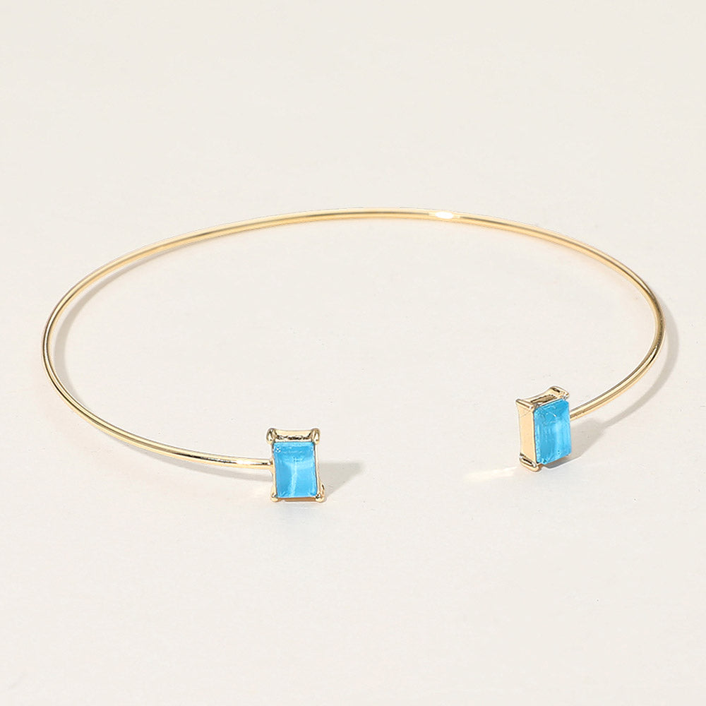 Madeline Love Turquoise SECRET BOX_Minimal Rectangular Stone Cluster Tip Cuff Bracelet - Hair Accessories - desc