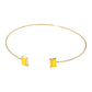 Madeline Love Yellow SECRET BOX_Minimal Rectangular Stone Cluster Tip Cuff Bracelet - Hair Accessories - extra