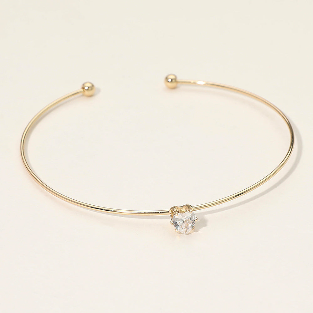 Madeline Love Gold SECRET BOX_Minimal Heart Stone Cluster Accent Cuff Bracelet - Hair Accessories - desc