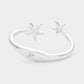 Madeline Love Blue, Silver Starfish Tip Hinged Cuff Bracelet - Bracelets - desc