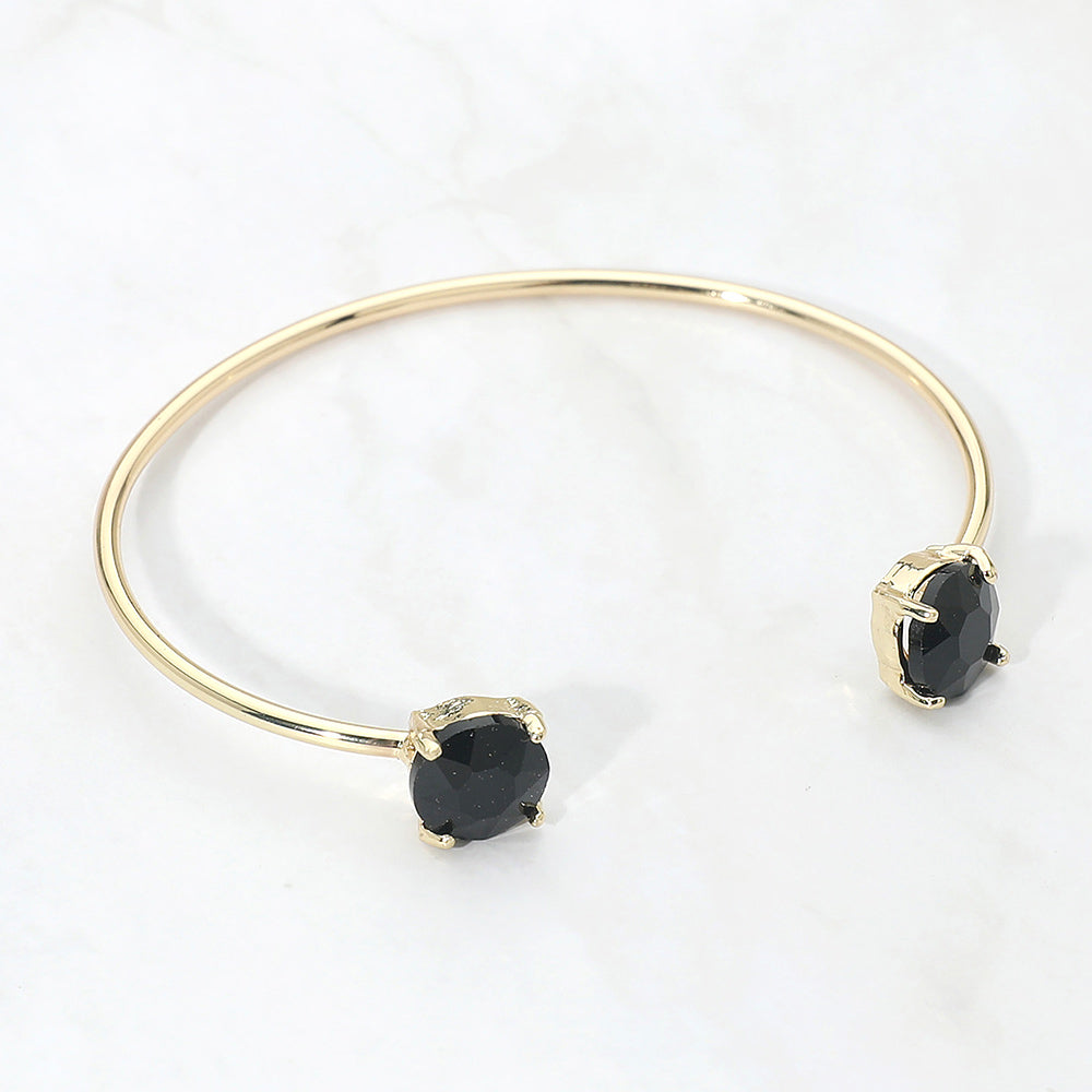 Madeline Love Black Faceted Round Stone Cluster Tip Cuff Bracelet - Bracelets
