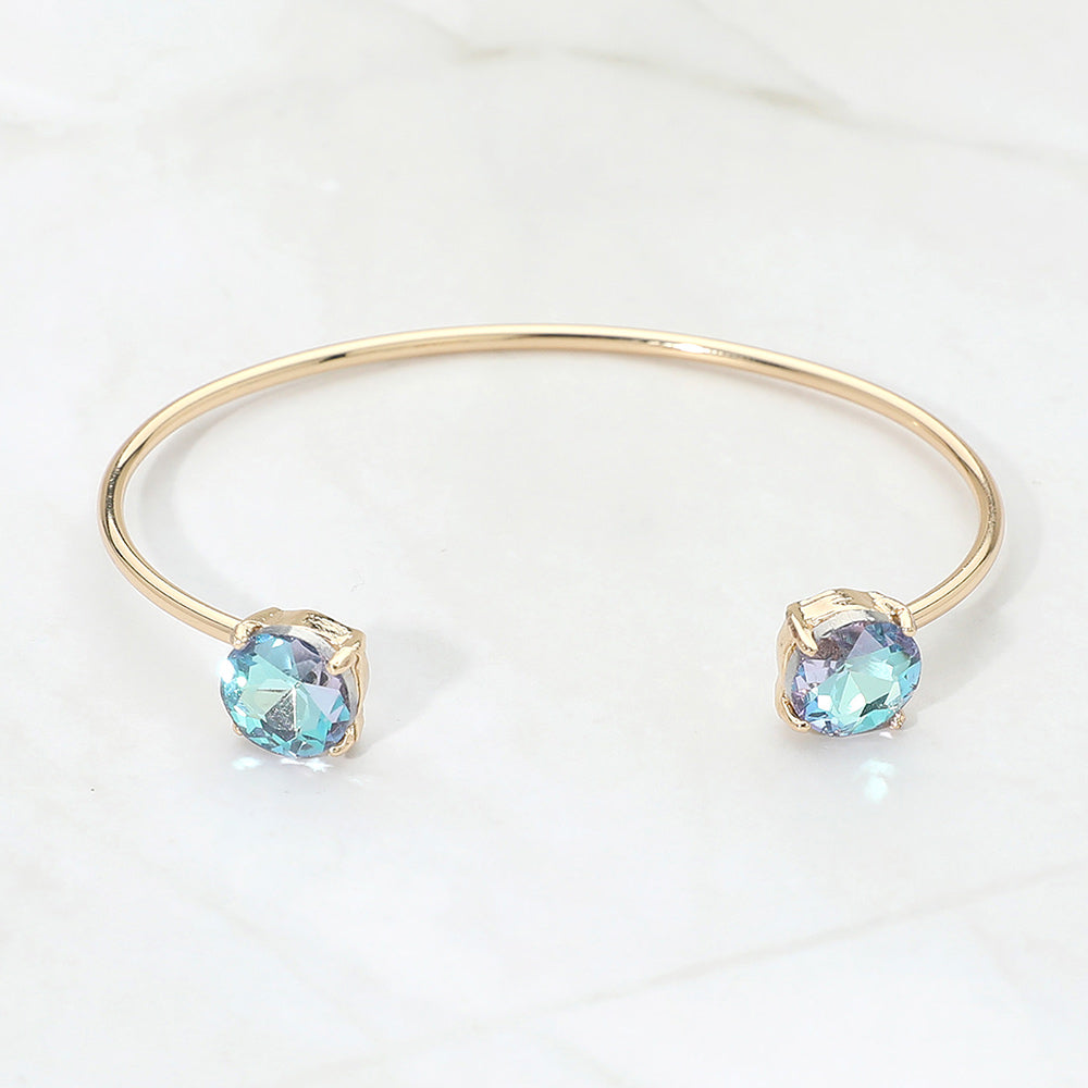 Madeline Love AB, Blue Faceted Round Stone Cluster Tip Cuff Bracelet - Bracelets