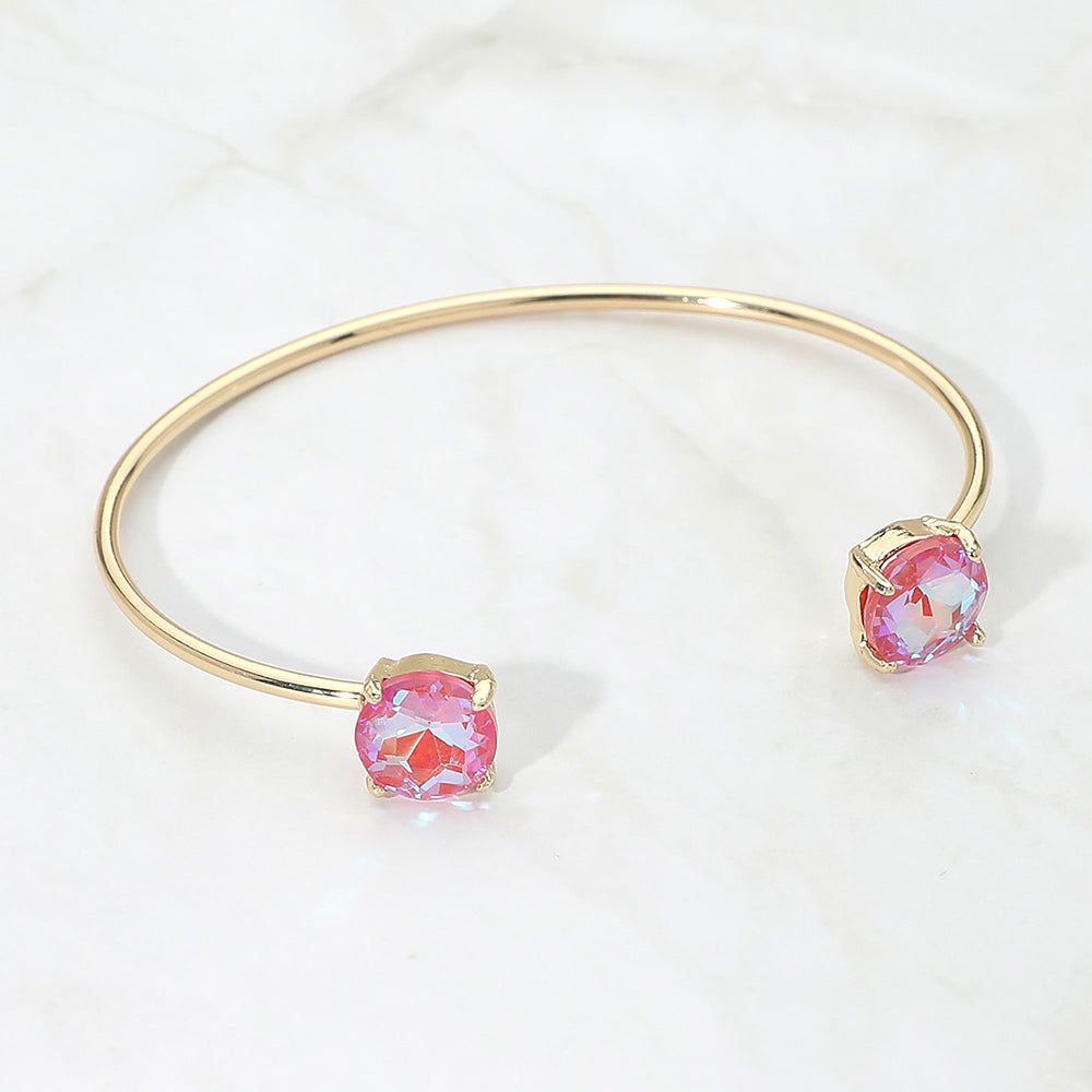 Madeline Love AB, Coral Faceted Round Stone Cluster Tip Cuff Bracelet - Bracelets