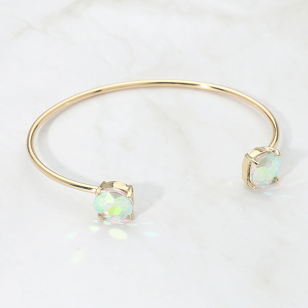 Madeline Love AB, Gold Faceted Round Stone Cluster Tip Cuff Bracelet - Bracelets