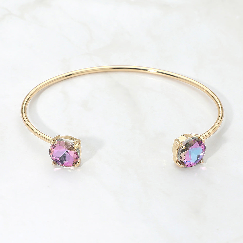 Madeline Love AB, Lavender Faceted Round Stone Cluster Tip Cuff Bracelet - Bracelets