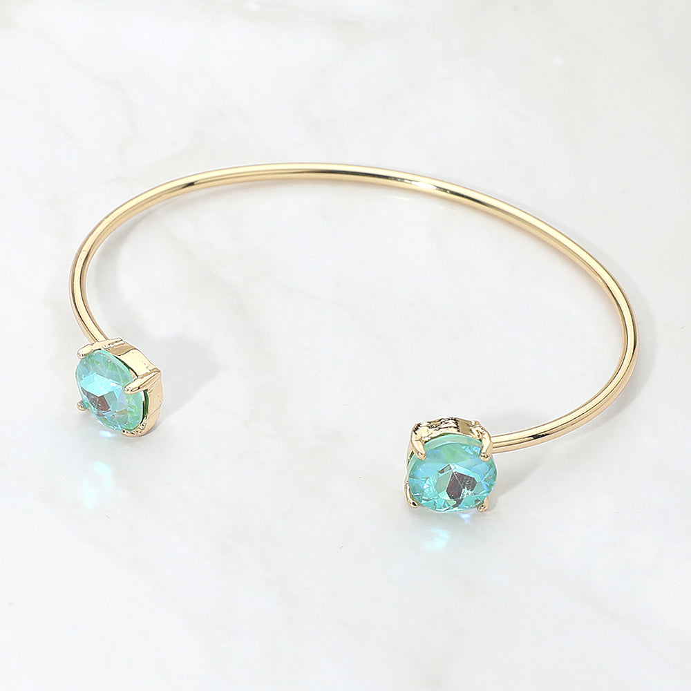 Madeline Love AB, Mint Faceted Round Stone Cluster Tip Cuff Bracelet - Bracelets