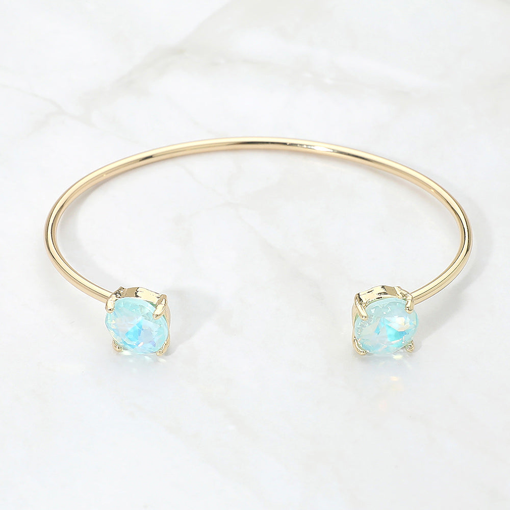 Madeline Love Blue, Opal Faceted Round Stone Cluster Tip Cuff Bracelet - Bracelets