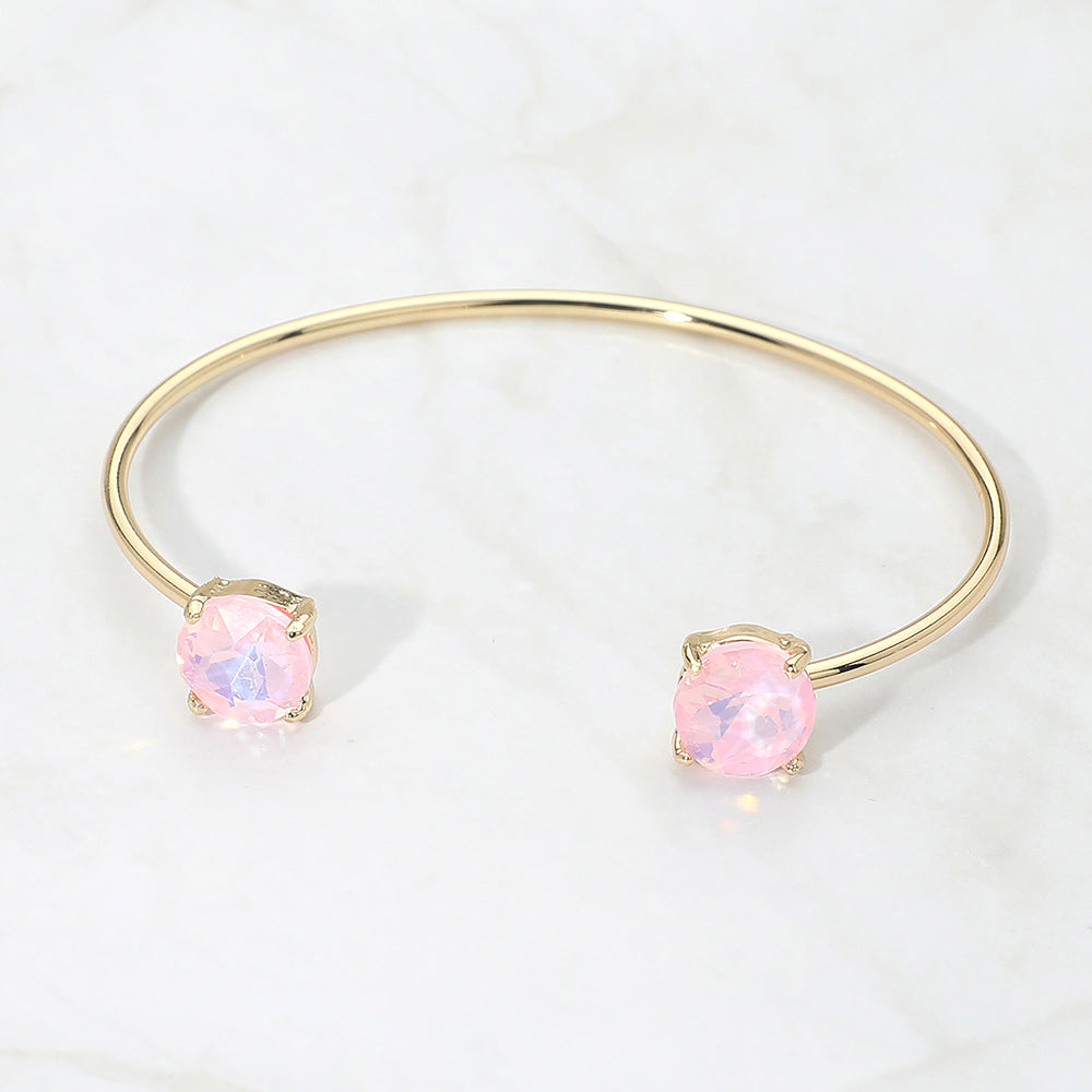 Madeline Love Lavender, Opal Faceted Round Stone Cluster Tip Cuff Bracelet - Bracelets