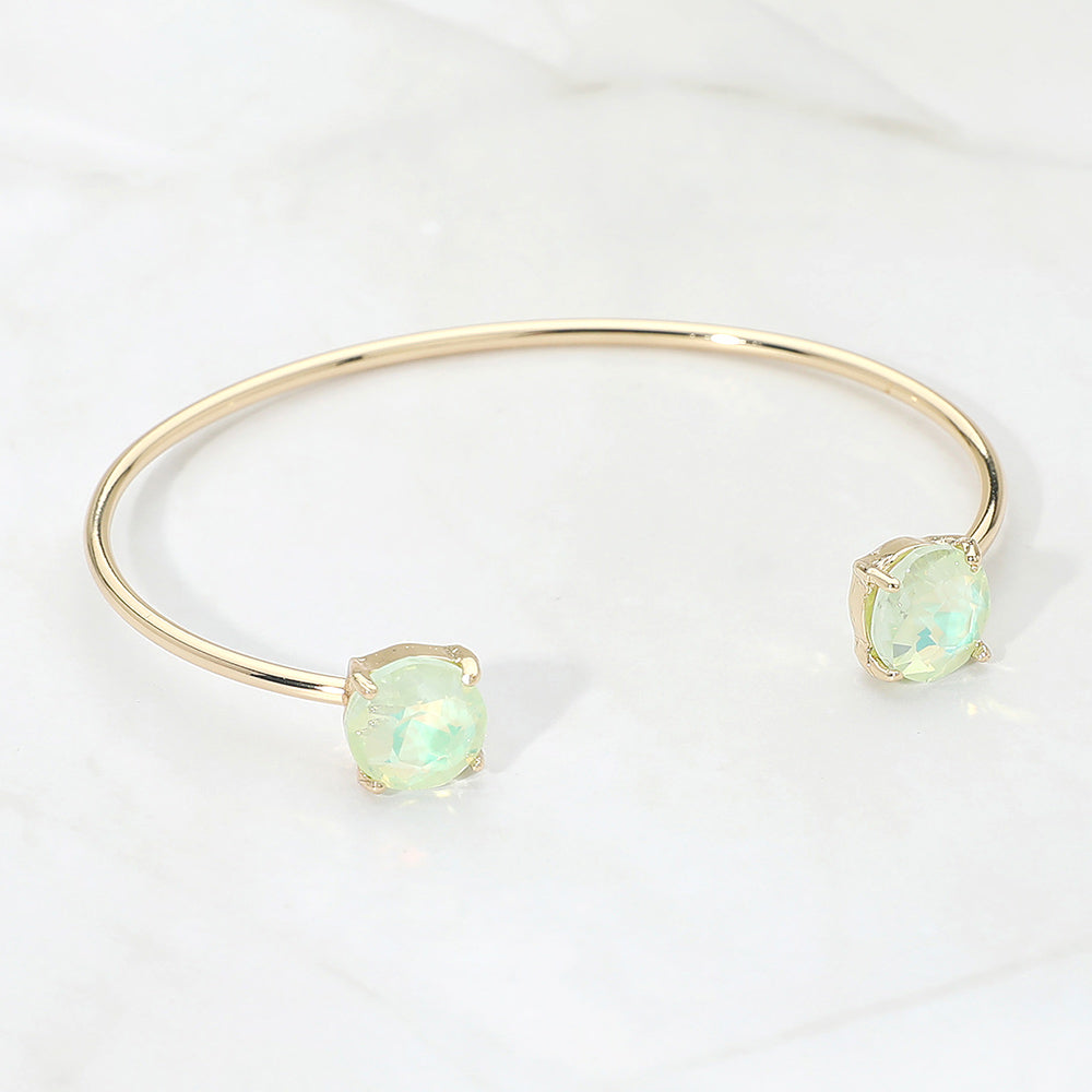 Madeline Love Mint, Opal Faceted Round Stone Cluster Tip Cuff Bracelet - Bracelets