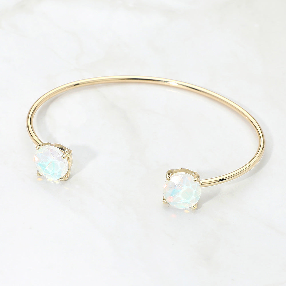 Madeline Love Opal, White Faceted Round Stone Cluster Tip Cuff Bracelet - Bracelets