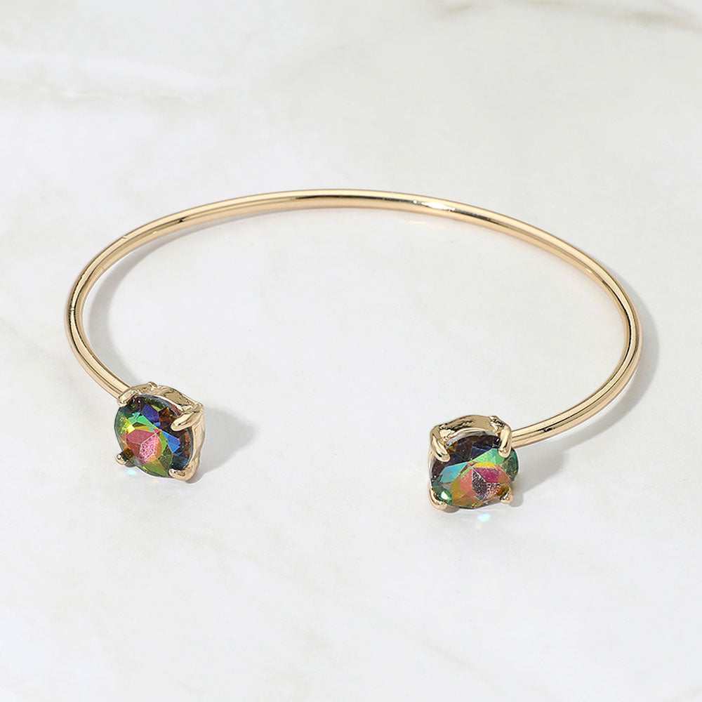 Madeline Love Vitrail Medium Faceted Round Stone Cluster Tip Cuff Bracelet