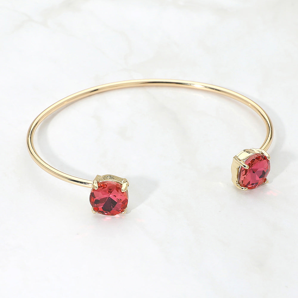 Madeline Love AB, Rose Faceted Round Stone Cluster Tip Cuff Bracelet - Bracelets