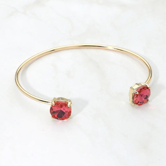 Madeline Love AB, Rose Faceted Round Stone Cluster Tip Cuff Bracelet - Bracelets