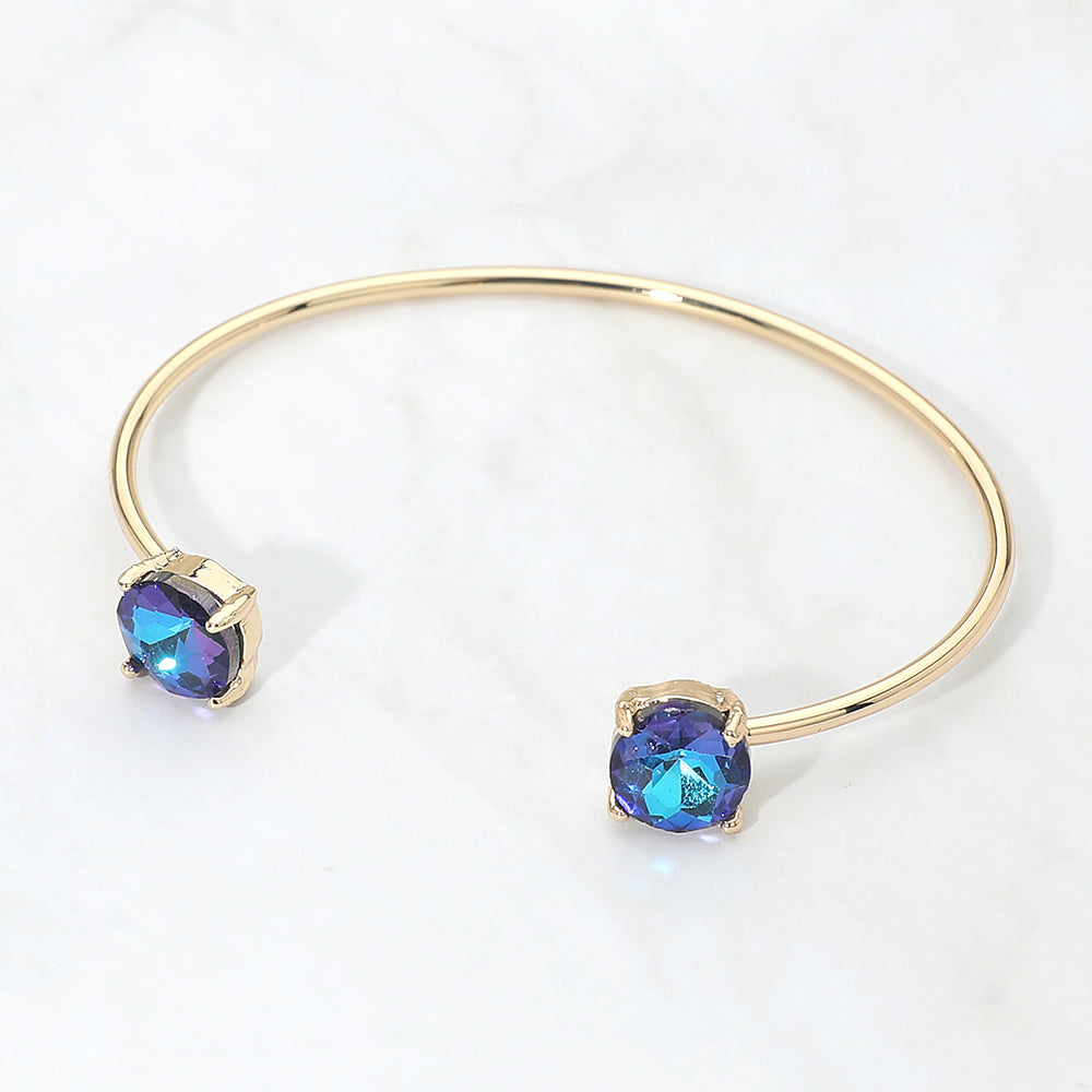 Madeline Love Blue Faceted Round Stone Cluster Tip Cuff Bracelet - Bracelets