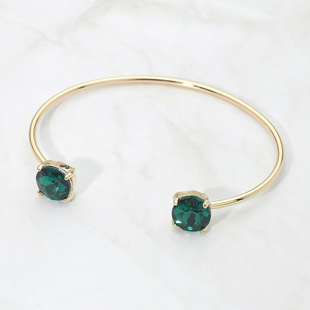 Madeline Love Emerald Faceted Round Stone Cluster Tip Cuff Bracelet - Bracelets