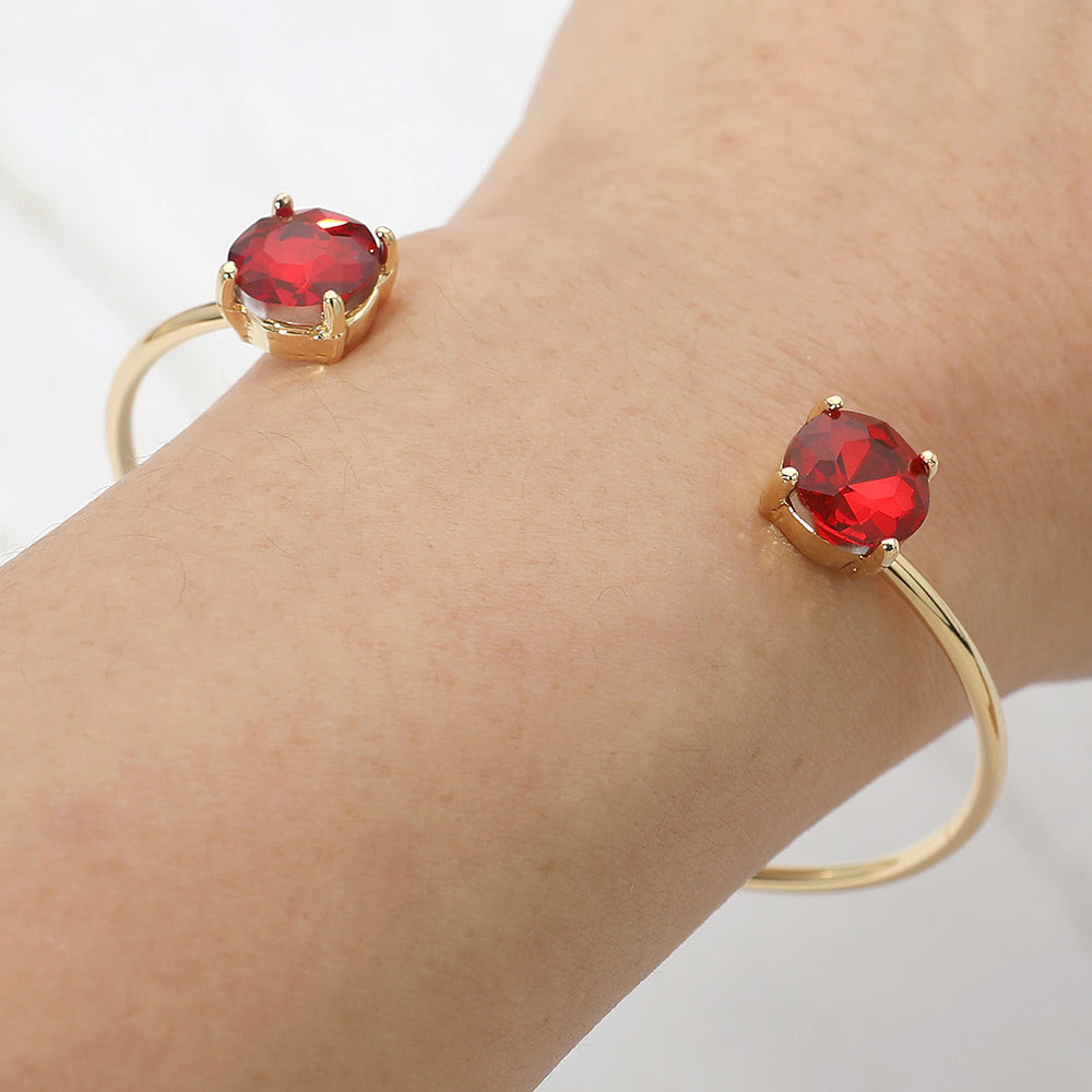 Madeline Love Red Faceted Round Stone Cluster Tip Cuff Bracelet - Bracelets