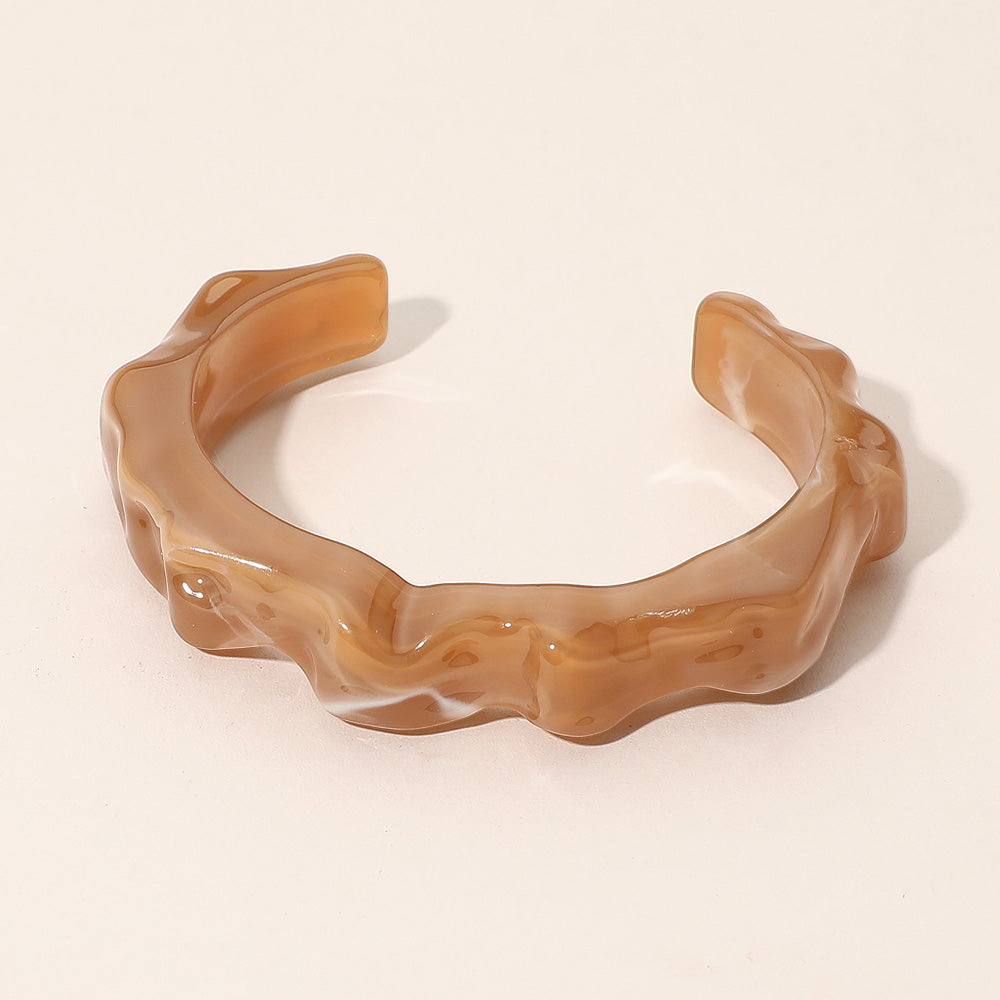 Madeline Love Brown Sculptural Marbled Resin Cuff Bracelet - Bracelets