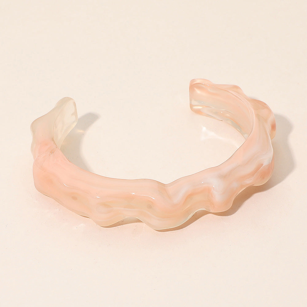 Madeline Love Pink Sculptural Marbled Resin Cuff Bracelet - Bracelets