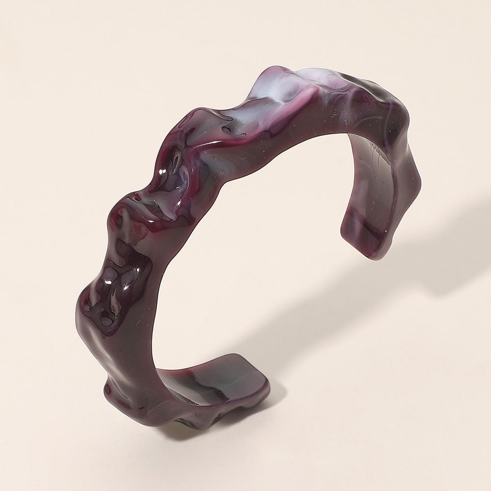Madeline Love Purple Sculptural Marbled Resin Cuff Bracelet - Bracelets