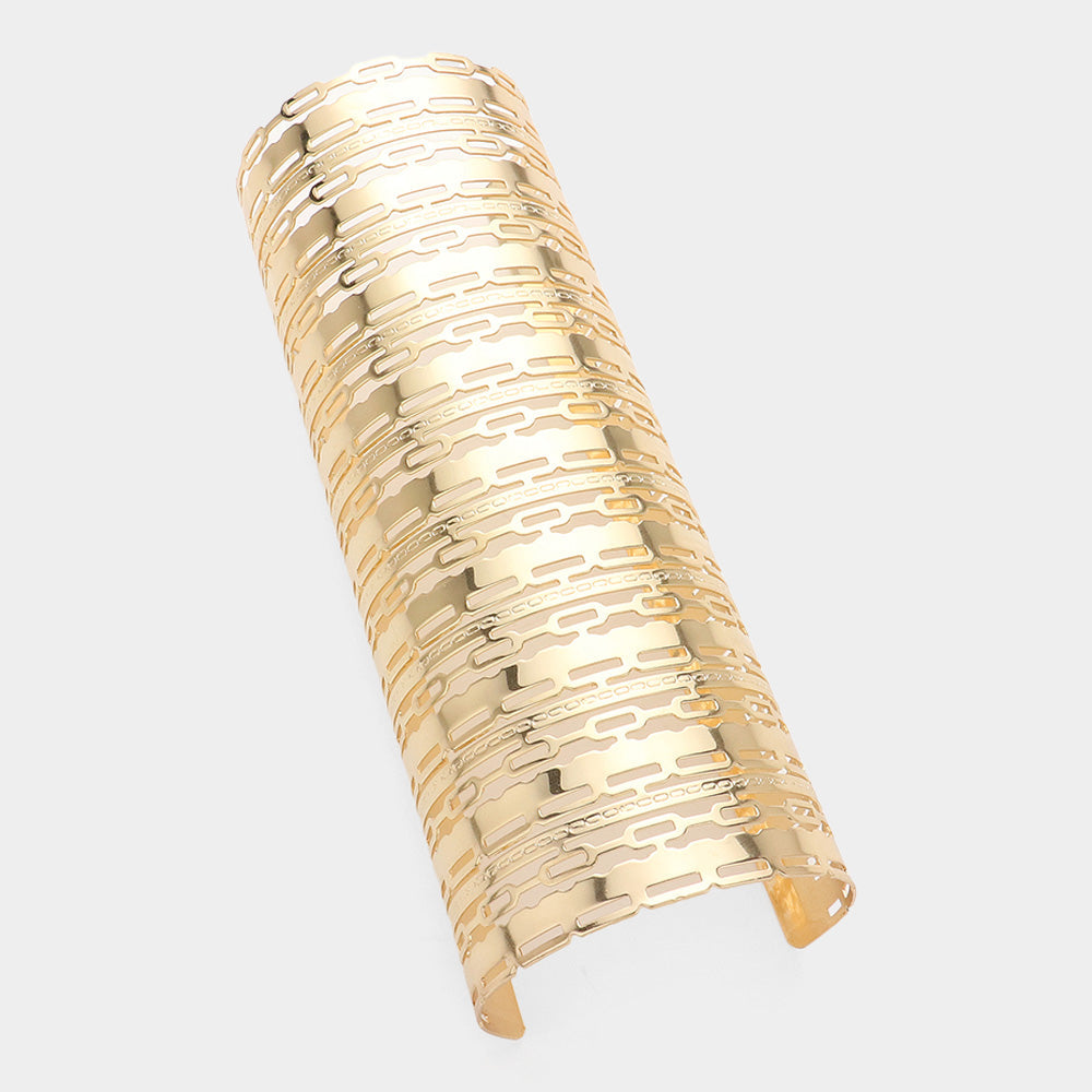 Madeline Love Gold Textured Metal Cutout Arm Cuff Bracelet - Body Jewelry