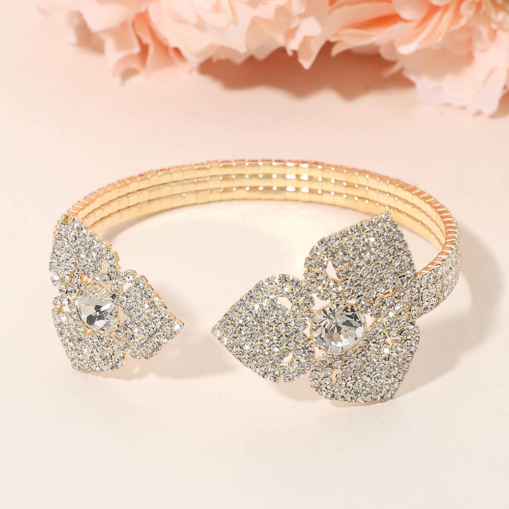 Madeline Love Gold Rhinestone Pave Evening Cuff Bracelet - Bracelets