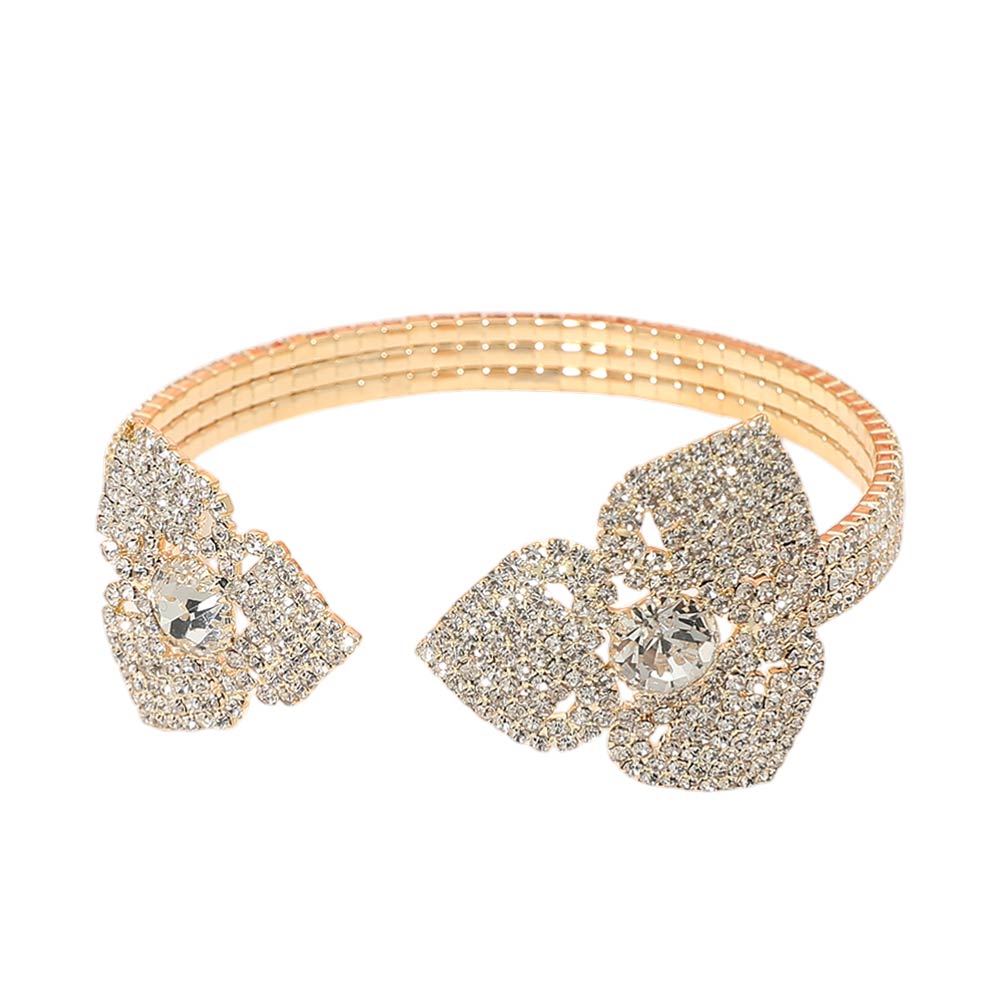 Madeline Love Gold Rhinestone Pave Evening Cuff Bracelet - Bracelets - desc