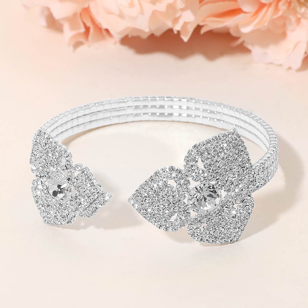 Madeline Love Silver Rhinestone Pave Evening Cuff Bracelet - Bracelets