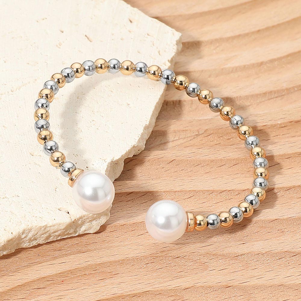 Madeline Love Gold, Rhodium Pearl Tip Beaded Cuff Bracelet