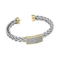 Madeline Love Two Tone 14K Gold Plated Two Tone CZ Pave Rectangular Bar Accent Braided Cuff Bracelet - Hair Accessories - desc