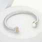Madeline Love Cream, Rhodium Pearl Tip Twisted Rope Cuff Bracelet - Hair Accessories