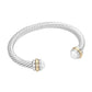Madeline Love Cream, Rhodium Pearl Tip Twisted Rope Cuff Bracelet - Hair Accessories - desc