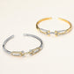 Madeline Love Gold Stone Paved Double Hardware Accent Cuff Bracelet - Hair Accessories - extra