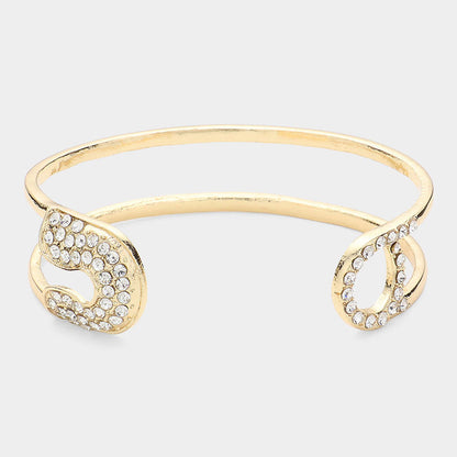 Madeline Love Gold Stone Paved Tip Safety Pin Cuff Bracelet - Bracelets