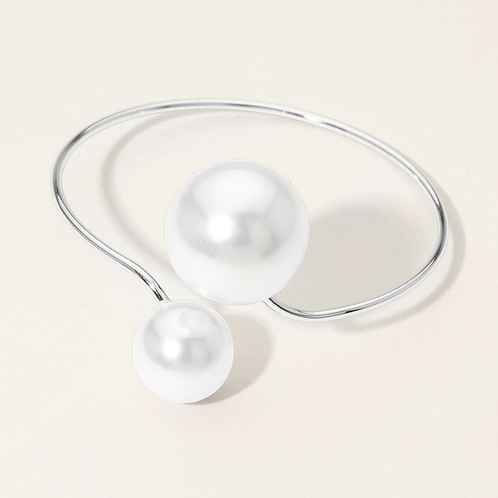 Madeline Love Rhodium SECRET BOX_Bold Pearl Tip Cuff Bracelet - Bracelets