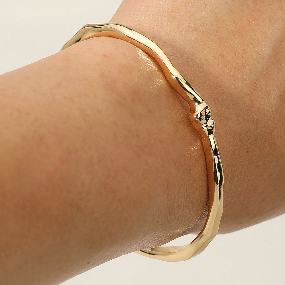 Madeline Love Gold Sculptural Metal Organic Form Cuff Bracelet - Bracelets