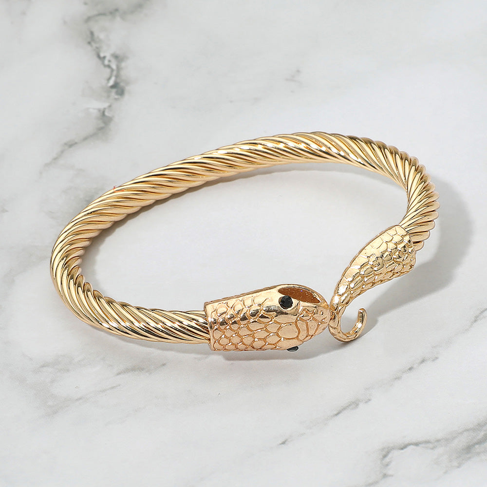 Madeline Love Gold Snake Head Twisted Cuff Bracelet - Bracelets