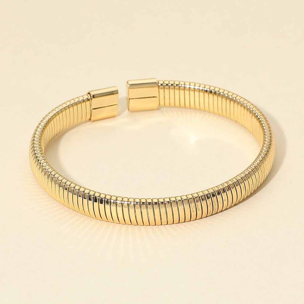 Madeline Love Gold Ribbed Metal Cuff Bracelet - Bracelets