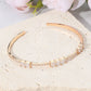 Madeline Love Clear, Gold Double Square CZ Stone Cluster Station Pointed Evening Cuff Bracelet - Bracelets - desc