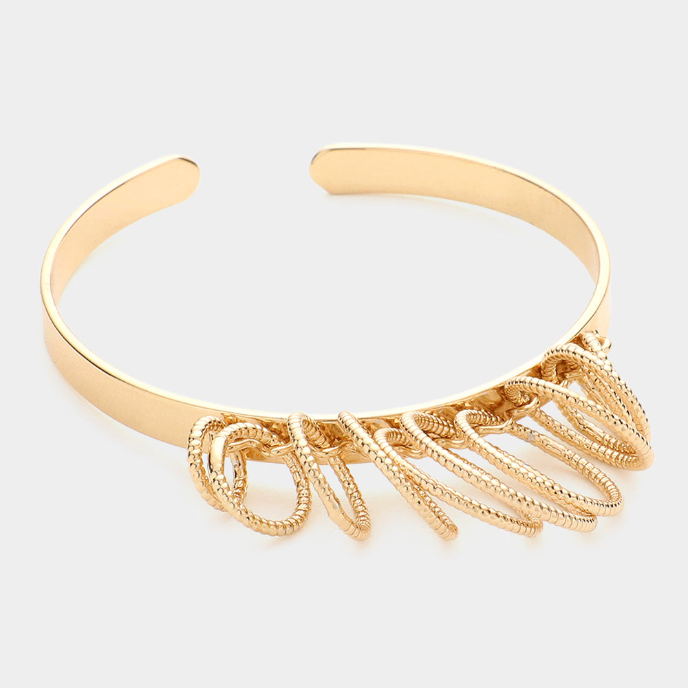 Madeline Love Gold Textured Metal Hoop Cluster Cuff Bracelet - Bracelets